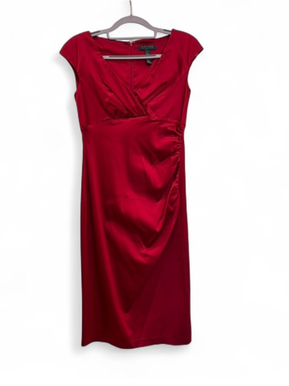 Ralph Lauren Red Satin Midi Dress